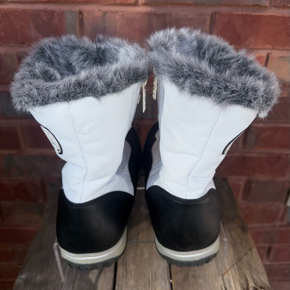 Totes Weatherproof Adele Winter Snow Boots Womens Size 10 White Black Fur Lined - Picture 11 of 16